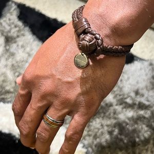 BOTTEGA VENETA brown leather double wrap knot bracelet LIKE NEW!!